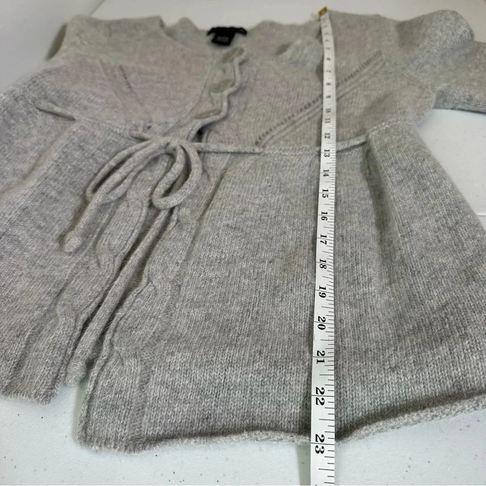 Sarah Spencer Gray Bell Sleeve Lambs Wool Rabbit Hair Cardigan Sweater Large Y2K